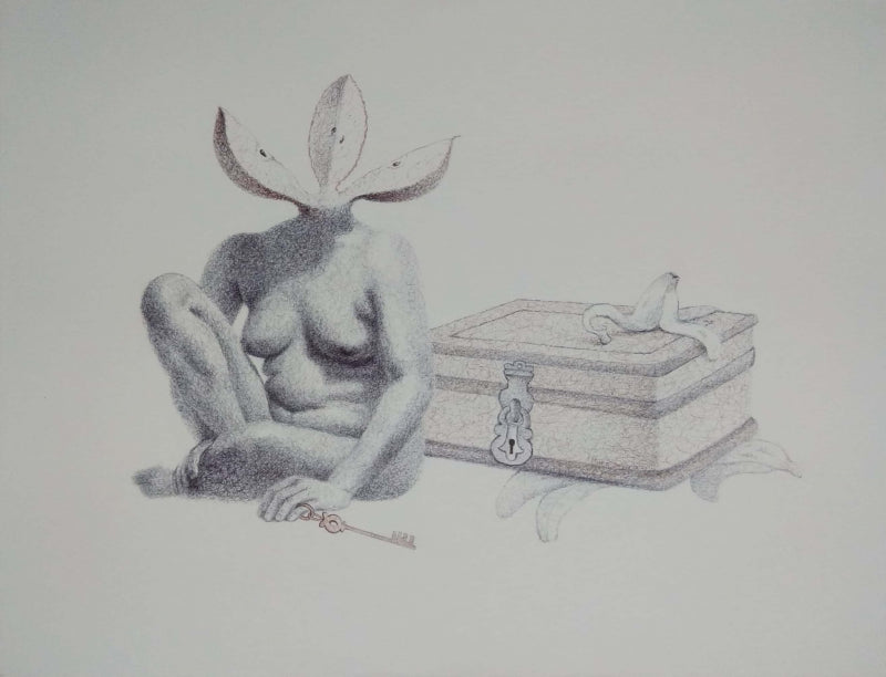 Erotic mixed-media drawing titled 'Untitled 22', 22x26 inch, by artist Mansi Sagar on Fabriano Paper