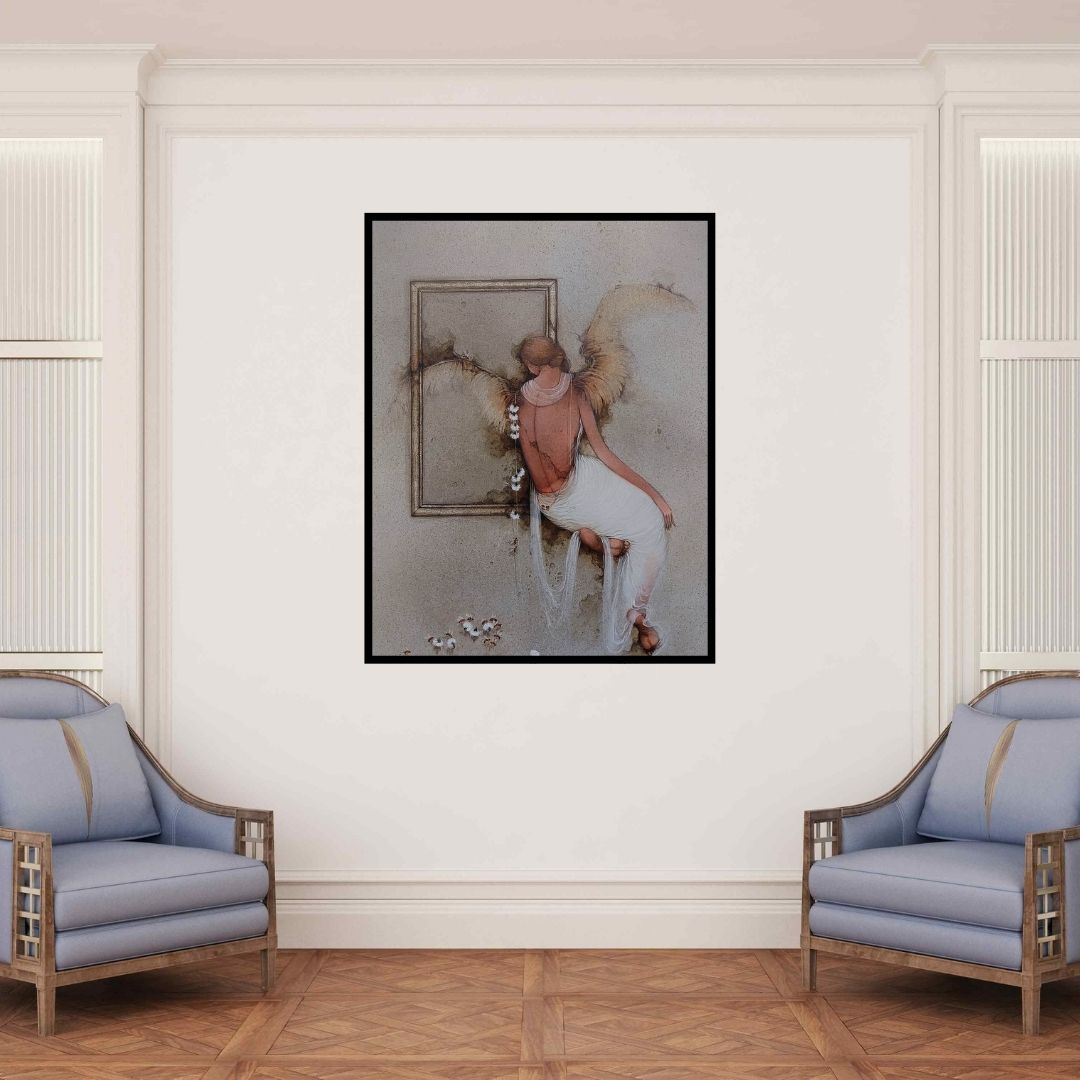 In-situ view of Mintu Mallick's 'Untitled 22 (A Glimpse of Eternity)' painting in a room