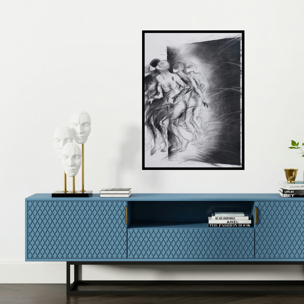 'Untitled 22 (Into the Light**)' painting by Sajal Patra shown on a wall in a furnished room.