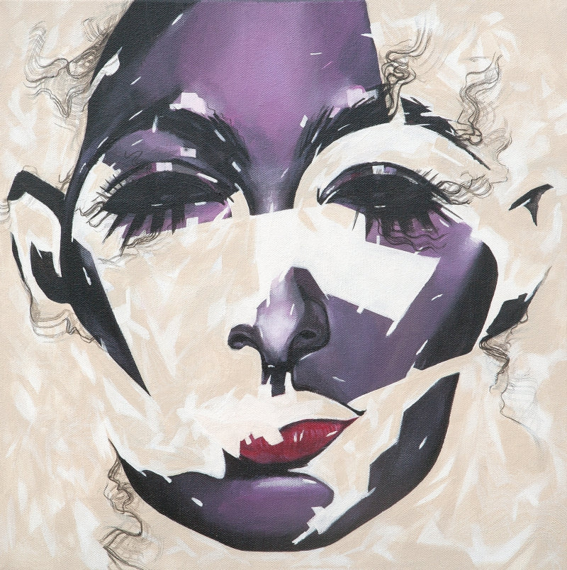 Untitled 22' portrait acrylic painting by artist Vijay Shelar, 16x16 inch, on canvas