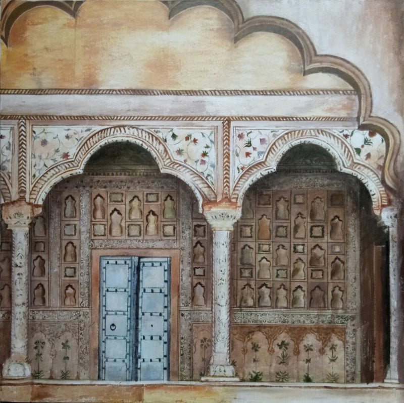 Untitled 22' landscape acrylic painting by artist Rajashree Sutar, 24x24 inch, on canvas