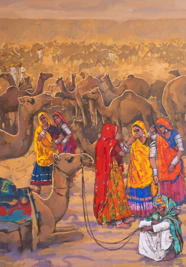 'Untitled 22' figurative acrylic painting by artist Anushka Varekar, 49x36 inch, on canvas