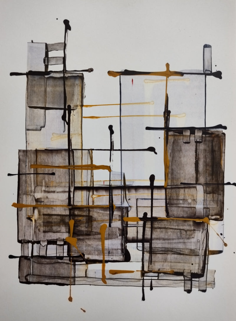 'Untitled 22' abstract acrylic painting by artist Yash Chawardol, 12x8 inch, on paper