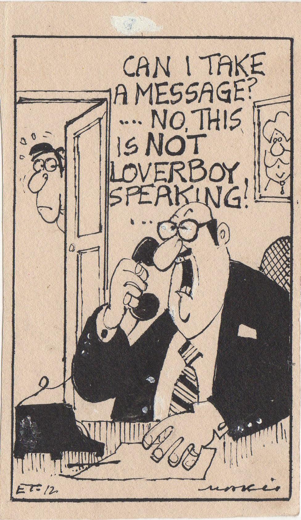 Figurative pen ink drawing titled 'Untitled 225', 5x3 inches, by artist Mario Miranda on Paper