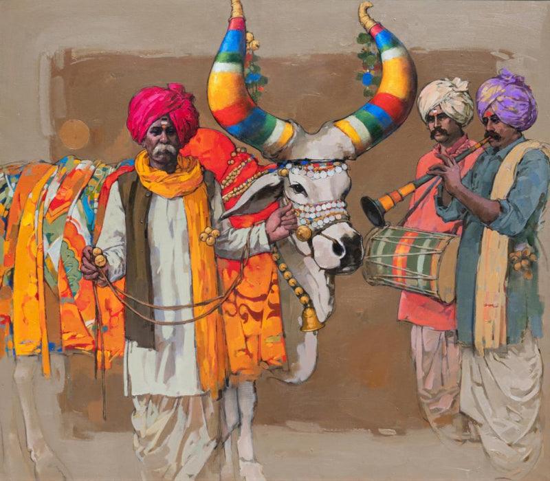 Figurative acrylic painting titled 'Untitled 23', 48x48 inches, by artist Satyajeet Varekar on Canvas