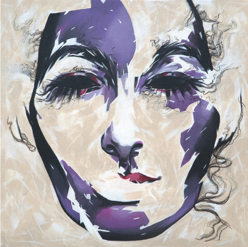 Untitled 23' portrait acrylic painting by artist Vijay Shelar, 16x16 inch, on canvas