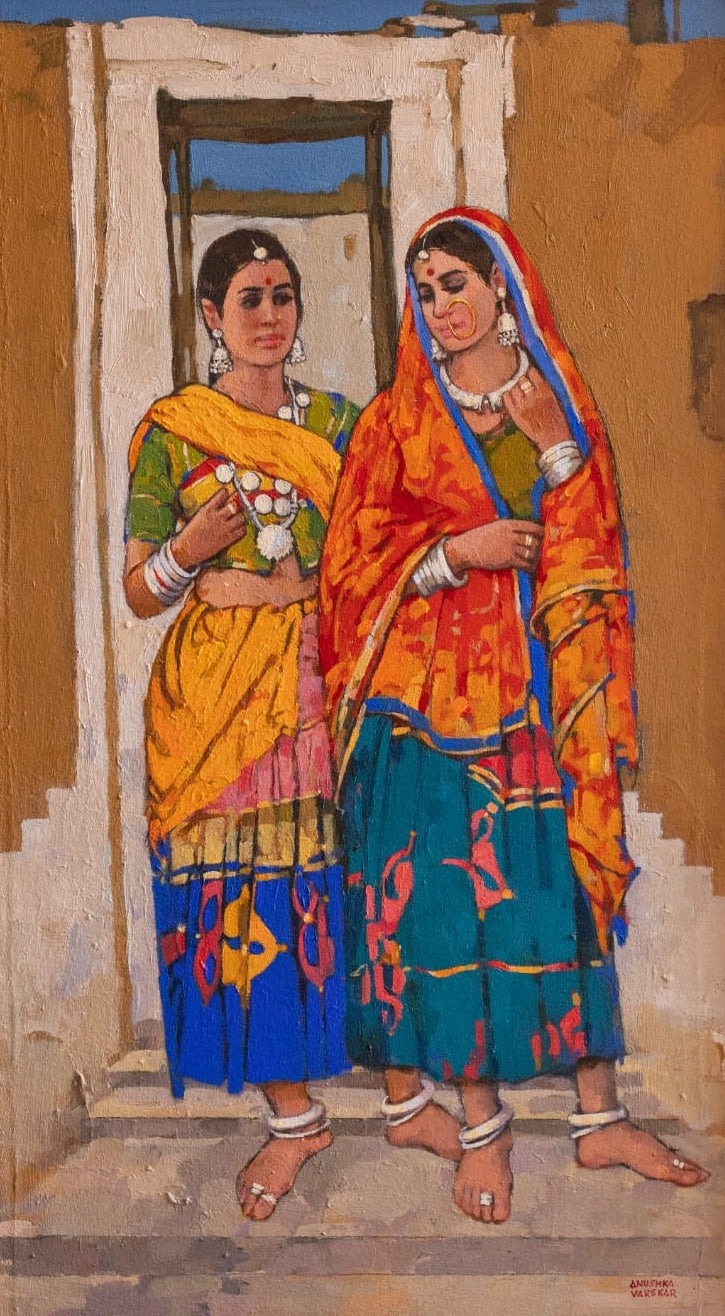 'Untitled 23' figurative acrylic painting by artist Anushka Varekar, 32x21 inch, on canvas