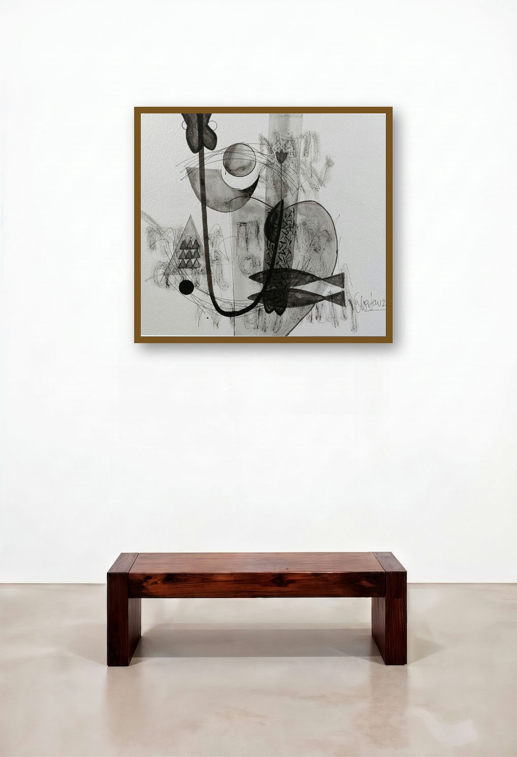 Untitled 230 (Cosmic Tapestry) by artist Narendra Jatav displayed in a Luxury Bedroom