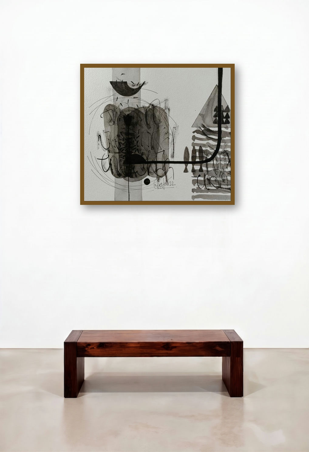 Untitled 234 (Cosmic Tapestry) by artist Narendra Jatav displayed in a Japandi Study