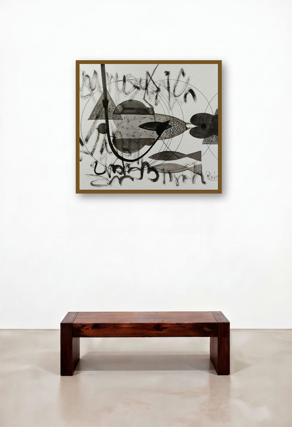 Untitled 235 (Cosmic Tapestry) by artist Narendra Jatav displayed in a Contemporary Luxury Library