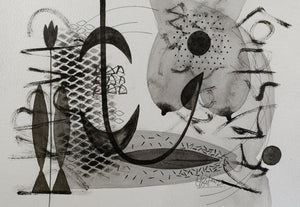 Untitled 237 (Cosmic Tapestry) by Narendra Jatav, Original Acrylic Abstract Painting on Paper, X-Small Horizontal Wall Art