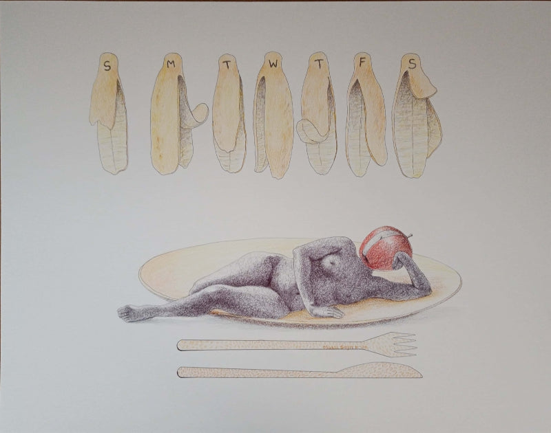 Erotic mixed-media drawing titled 'Untitled 24', 22x26 inch, by artist Mansi Sagar on Fabriano Paper