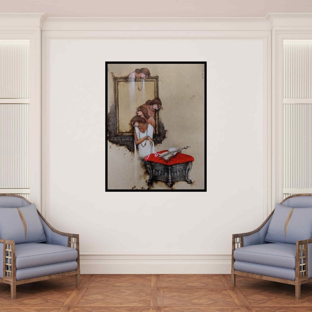 In-situ view of Mintu Mallick's 'Untitled 24 (Bound by Time)' painting in a room