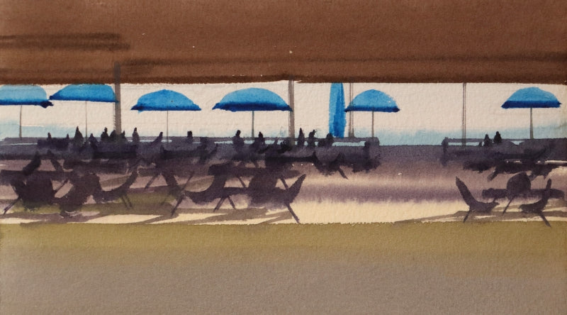 Untitled 24' abstract watercolor painting by artist Sameer Bhitale, 4x8 inch, on paper