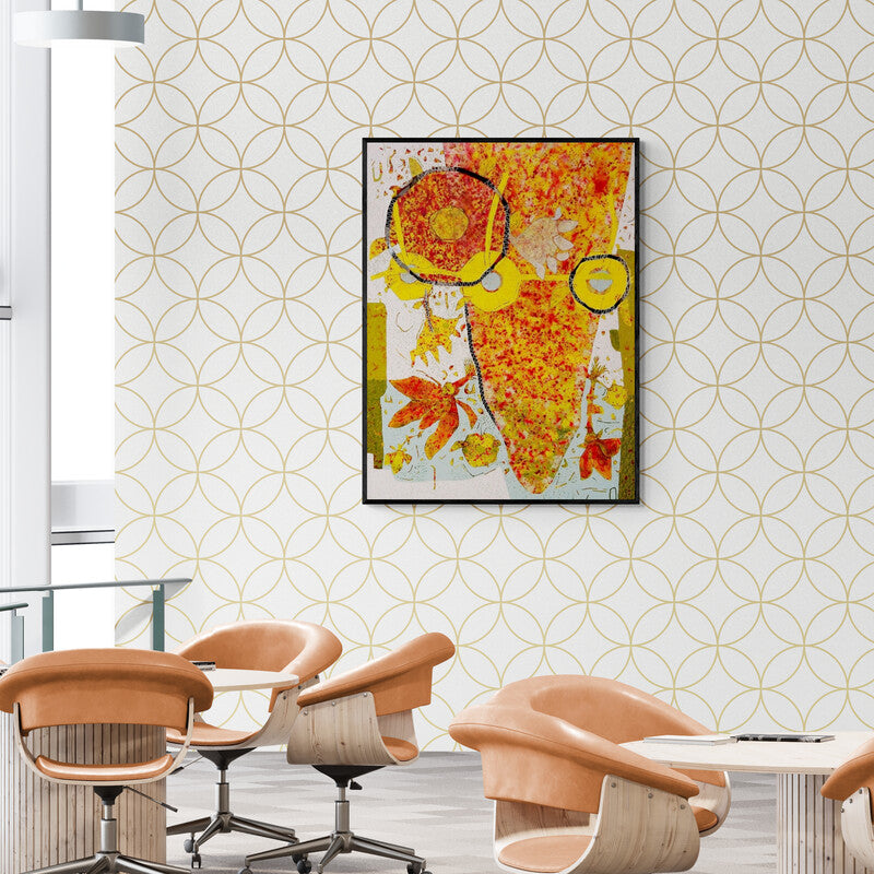 In-situ view of Pankaj Kumar Singh's 'Untitled A (Cosmic Bloom)' painting in a room