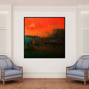 In-situ view of Dnyaneshwar Dhavale's 'Untitled' painting in a room