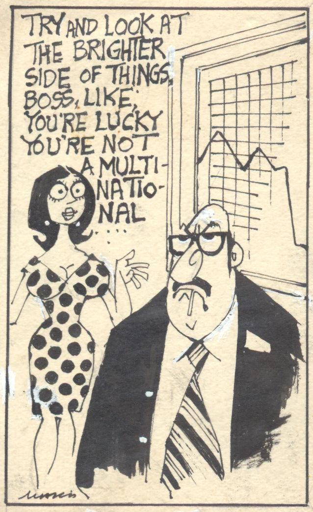 Figurative pen ink drawing titled 'Untitled 246', 5x3 inches, by artist Mario Miranda on Paper