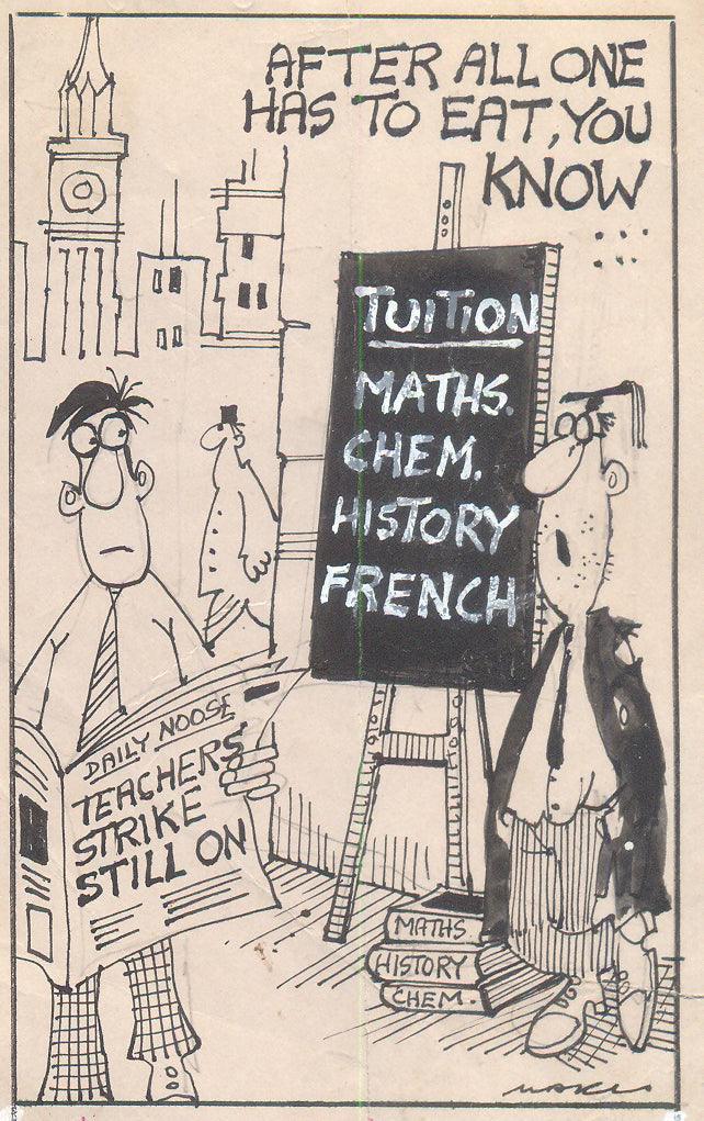 Figurative pen ink drawing titled 'Untitled 249', 5x3 inches, by artist Mario Miranda on Paper