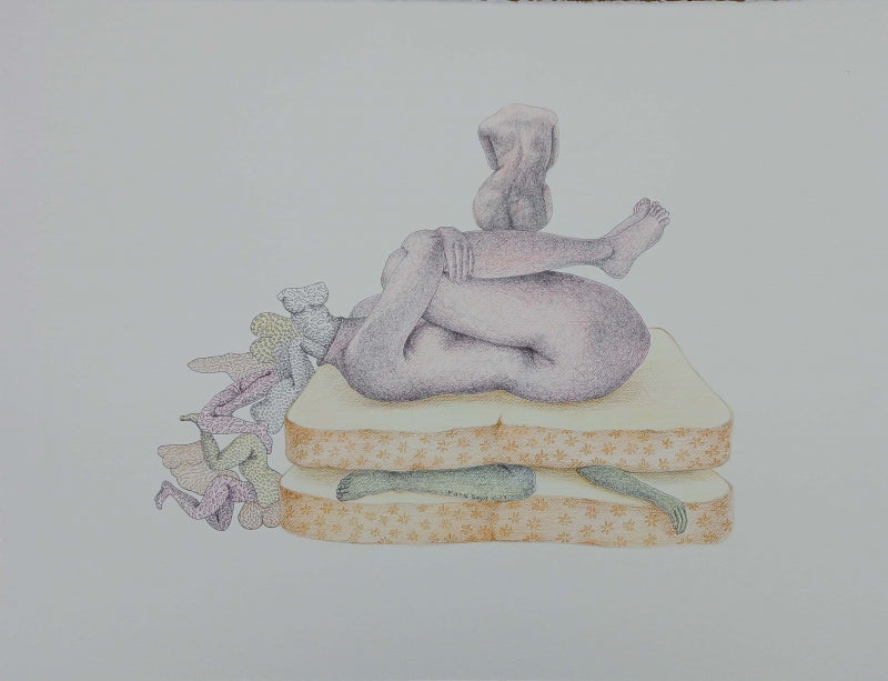 Erotic mixed-media drawing titled 'Untitled 25', 22x26 inch, by artist Mansi Sagar on Fabriano Paper