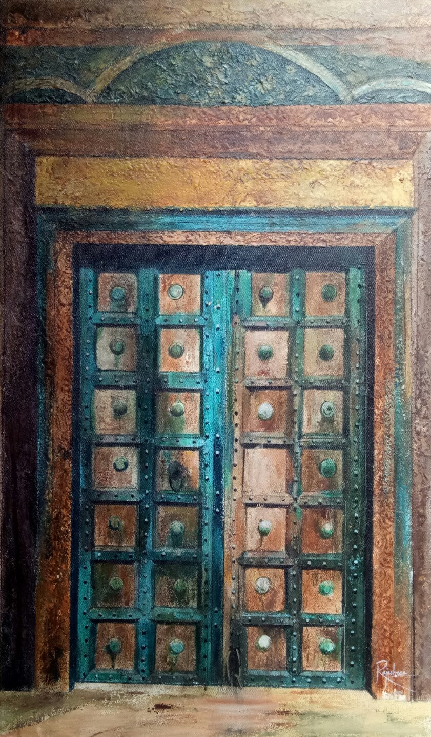 Untitled 25' landscape acrylic painting by artist Rajashree Sutar, 30x18 inch, on canvas