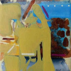 Untitled 253 (Playful Hues) by Shrikant Kadam, Original Acrylic Abstract Painting on Canvas, X-Small Square Wall Art