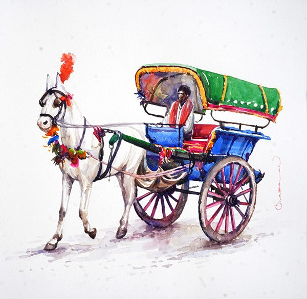 Untitled 26' figurative watercolor painting by artist Siva Balan, 15x15 inch, on paper