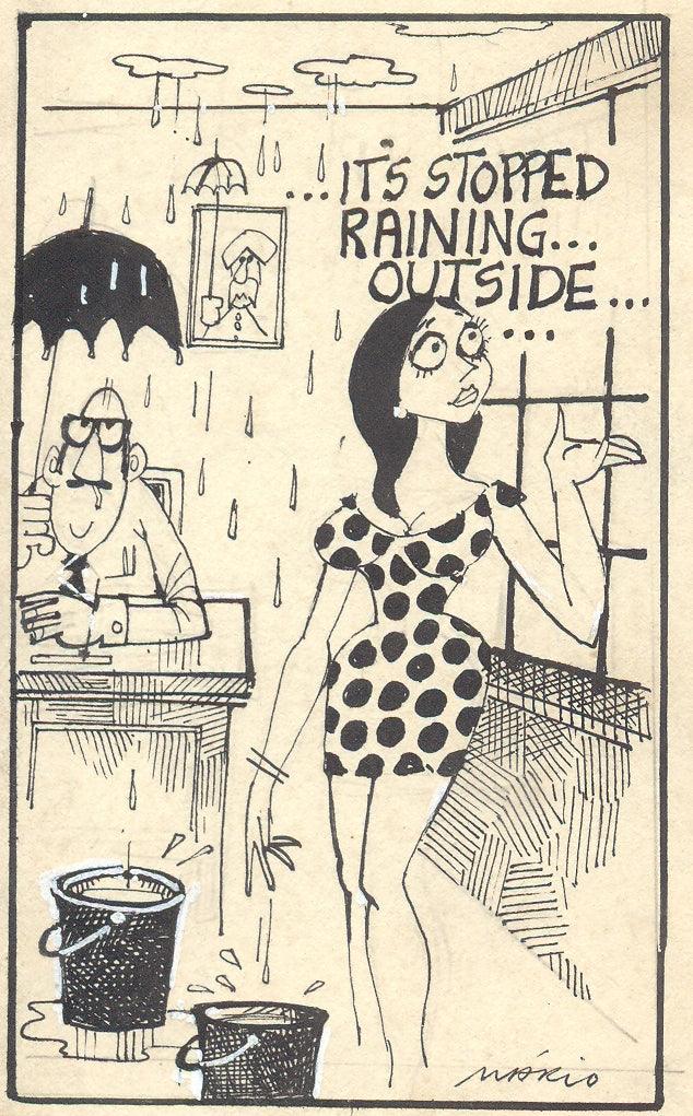 Figurative pen ink drawing titled 'Untitled 264', 5x3 inches, by artist Mario Miranda on Paper