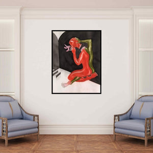 In-situ view of Laxman Ahire's 'Untitled 3 (Dual Existence)' painting in a room