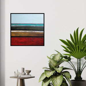 In-situ view of Yashwant Pawar's 'Untitled 3 (Abstract Landscape: Stripes)' painting in a room