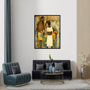 Preview of 'Untitled 3' Painting by Mohan Naik shown on a wall in a furnished room.