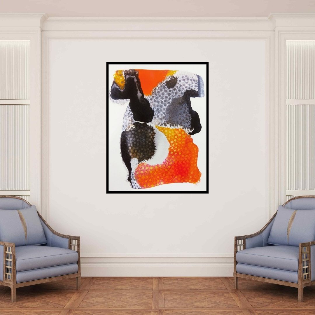 In-situ view of Huma Khan's 'Untitled 3 (Fluid Forms)' painting in a room