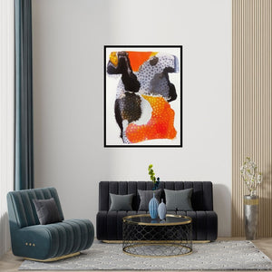 Preview of 'Untitled 3 (Fluid Forms)' Painting by Huma Khan shown on a wall in a furnished room.