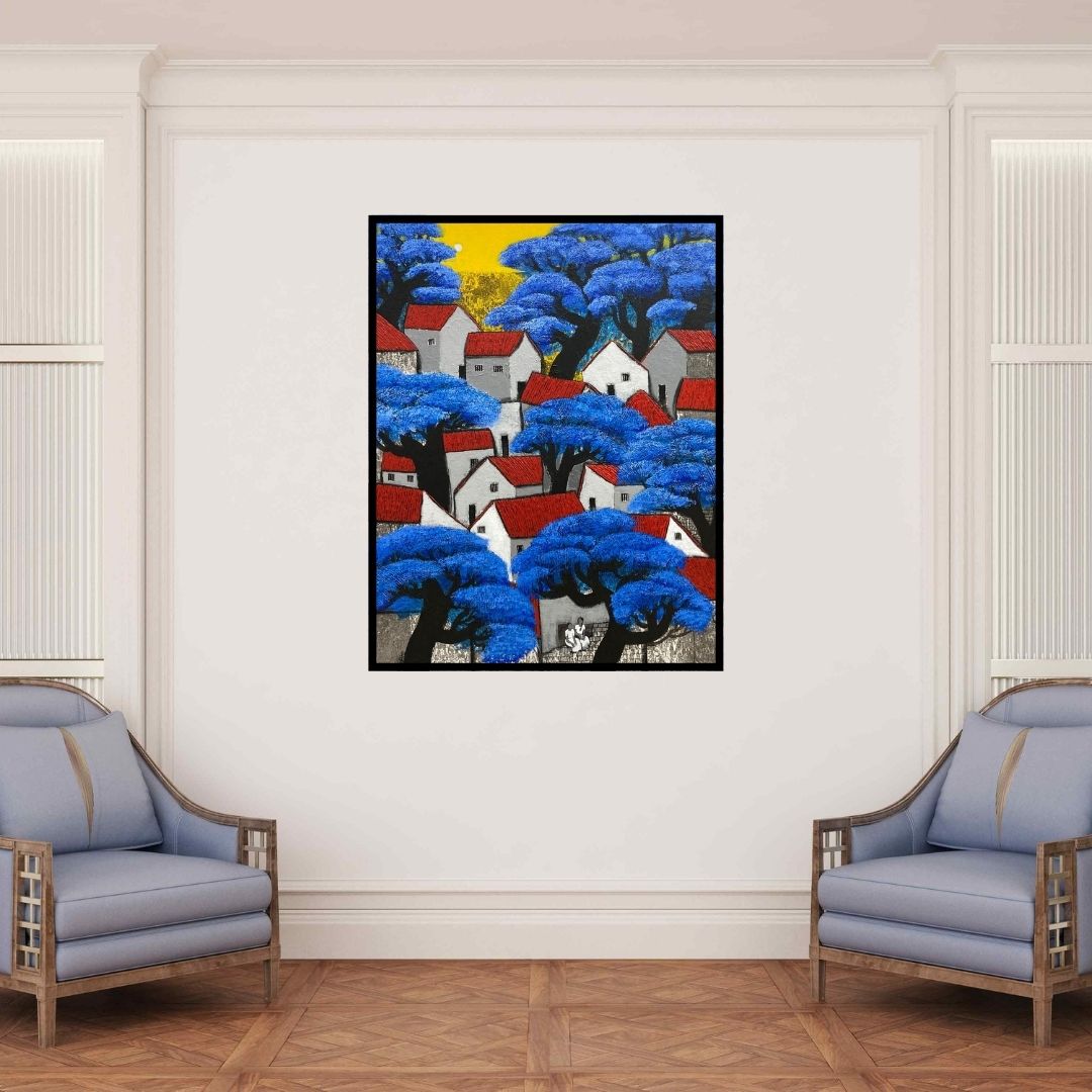 In-situ view of Nagesh Ghodke's 'Untitled 3' painting in a room