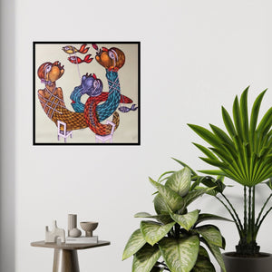 In-situ view of Navneet Rathod's 'Untitled 3 (Interconnected Figures)' painting in a room