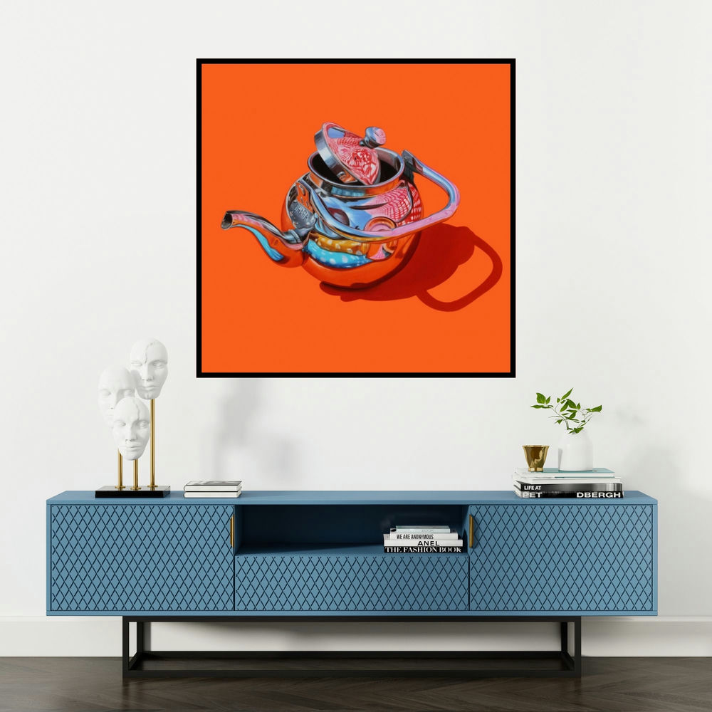 'Untitled 3 (Open for Interpretation)' painting by Anjaneyulu G shown on a wall in a furnished room.