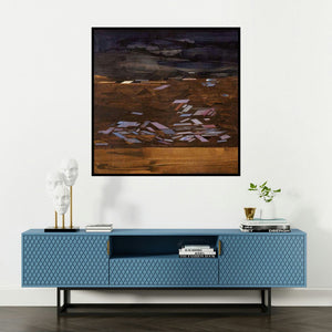 'Untitled 3 (Tempestuous Terrain)' painting by Balasaheb Patil shown on a wall in a furnished room.