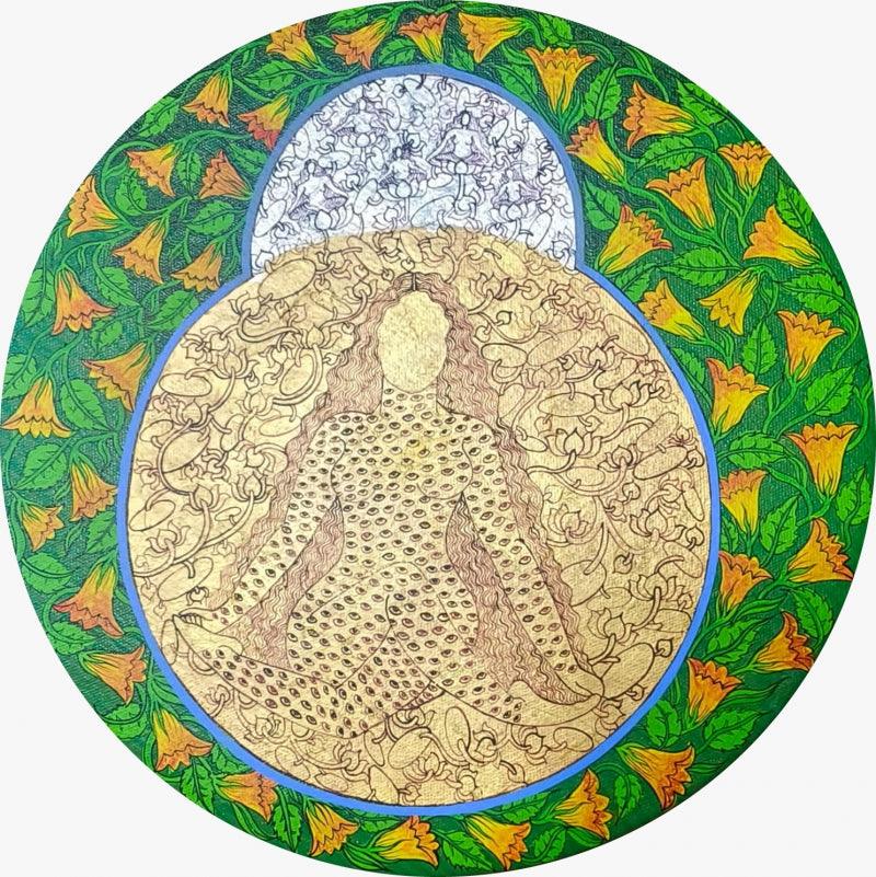 contemporary mixed media painting titled 'Untitled 3', 12x12 inches, by artist Seema Kohli on Canvas