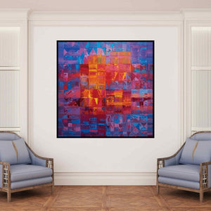 In-situ view of Nivas Kanhere's 'Untitled 3 (Crimson Tide)' painting in a room