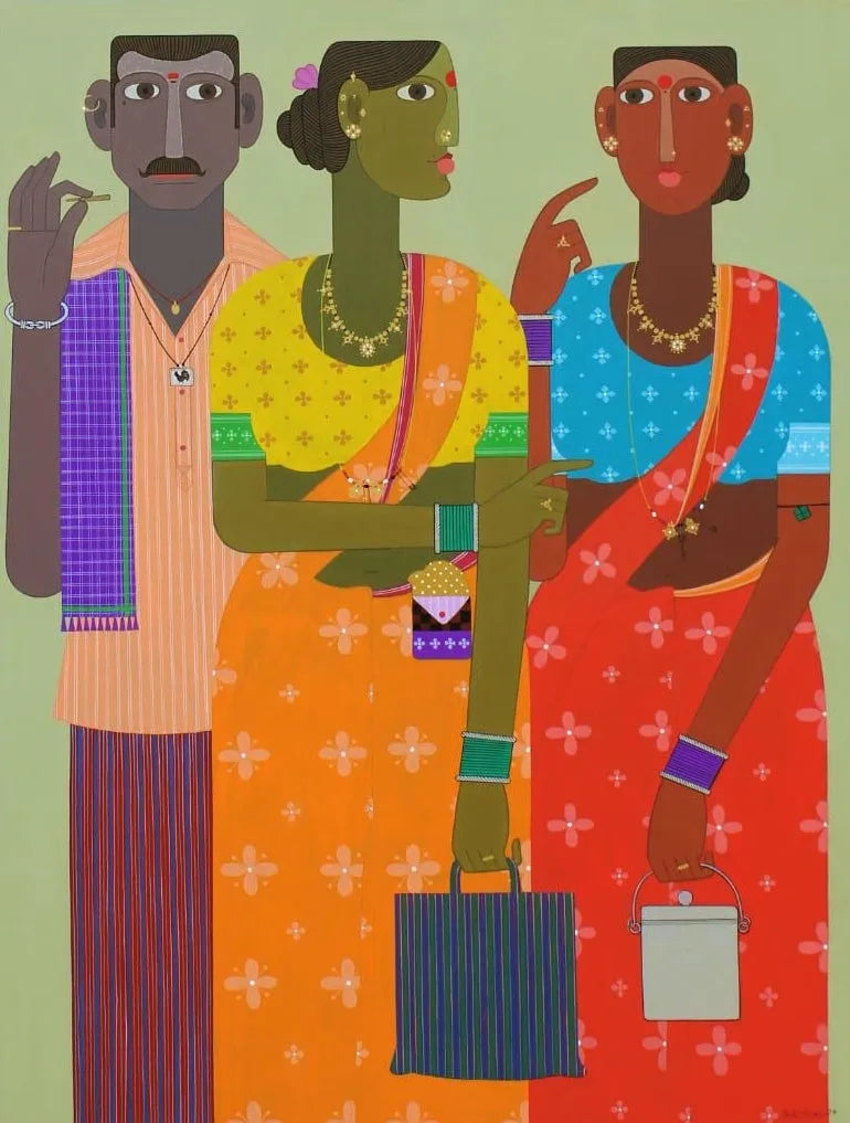 Figurative acrylic painting titled 'Untitled 3', 48x36 inch, by artist Narsimlu Kandi on Canvas