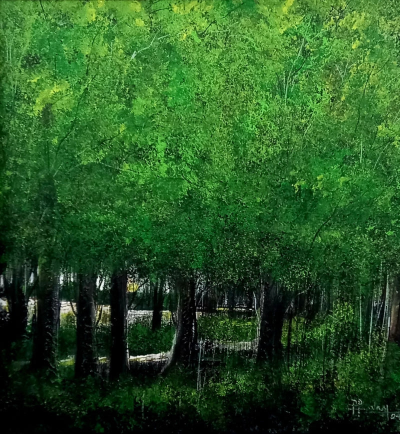 Nature acrylic painting titled 'Untitled 3', 24x24 inch, by artist Malay Das on Canvas