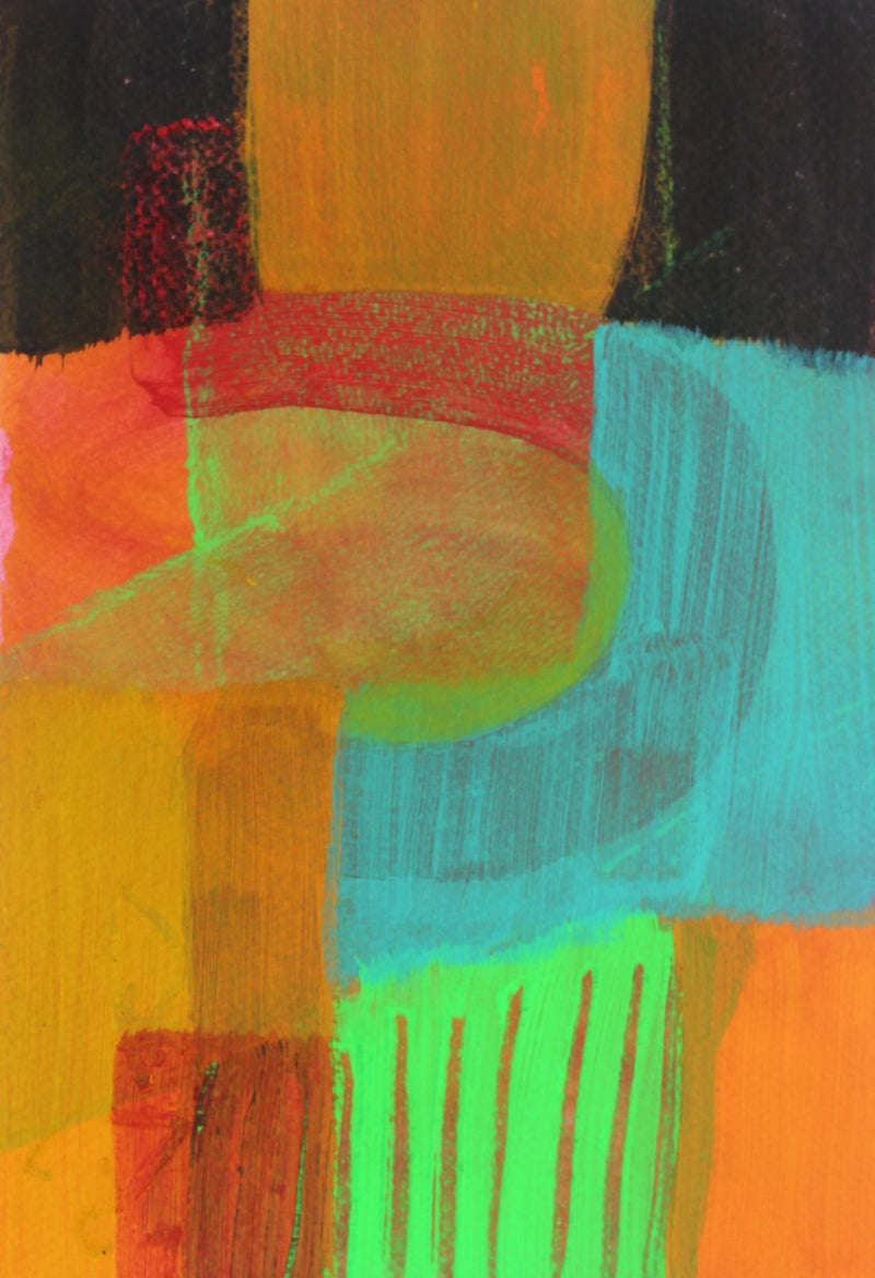 Untitled 3' abstract acrylic painting by artist Muni Sharma, 11x8 inch, on paper