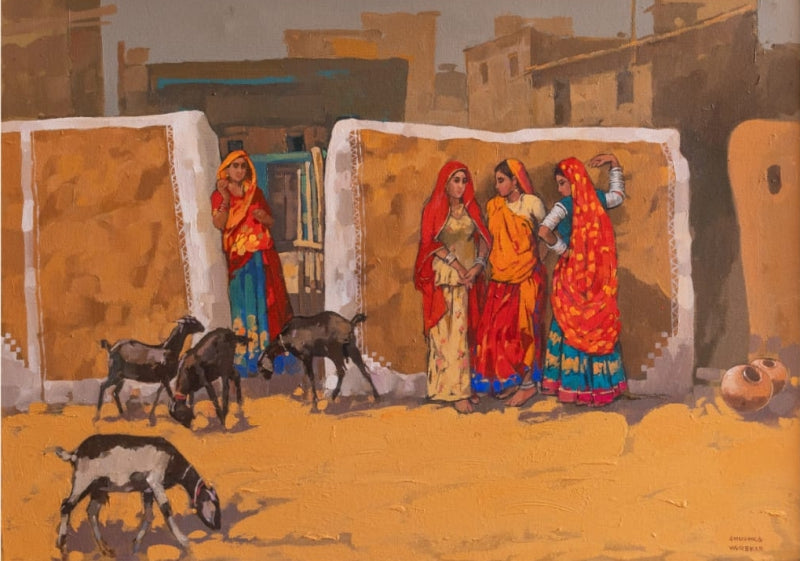 'Untitled 3' figurative acrylic painting by artist Anushka Varekar, 25x36 inch, on canvas