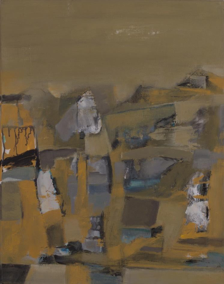 'Untitled 3' abstract acrylic painting by artist Sharad Tarde, 27x21 inch, on canvas