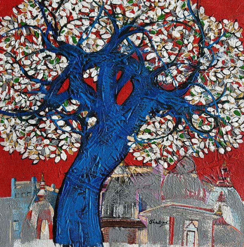 'Untitled 3' nature acrylic painting by artist Bhaskar Rao, 12x12 inch, on canvas