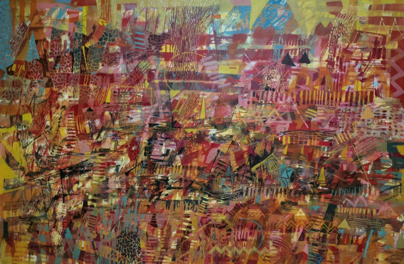 'Untitled 3' abstract acrylic painting by artist Srj Surajit Chakraborty, 40x59 inch, on canvas