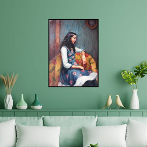 Preview of 'Untitled 3' Painting by Siddharth Gavade shown on a wall in a furnished room.