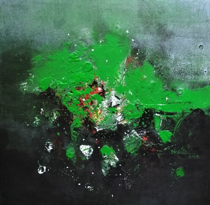 'Untitled 3' abstract acrylic painting by artist Dnyaneshwar Dhavale, 24x24 inch, on canvas