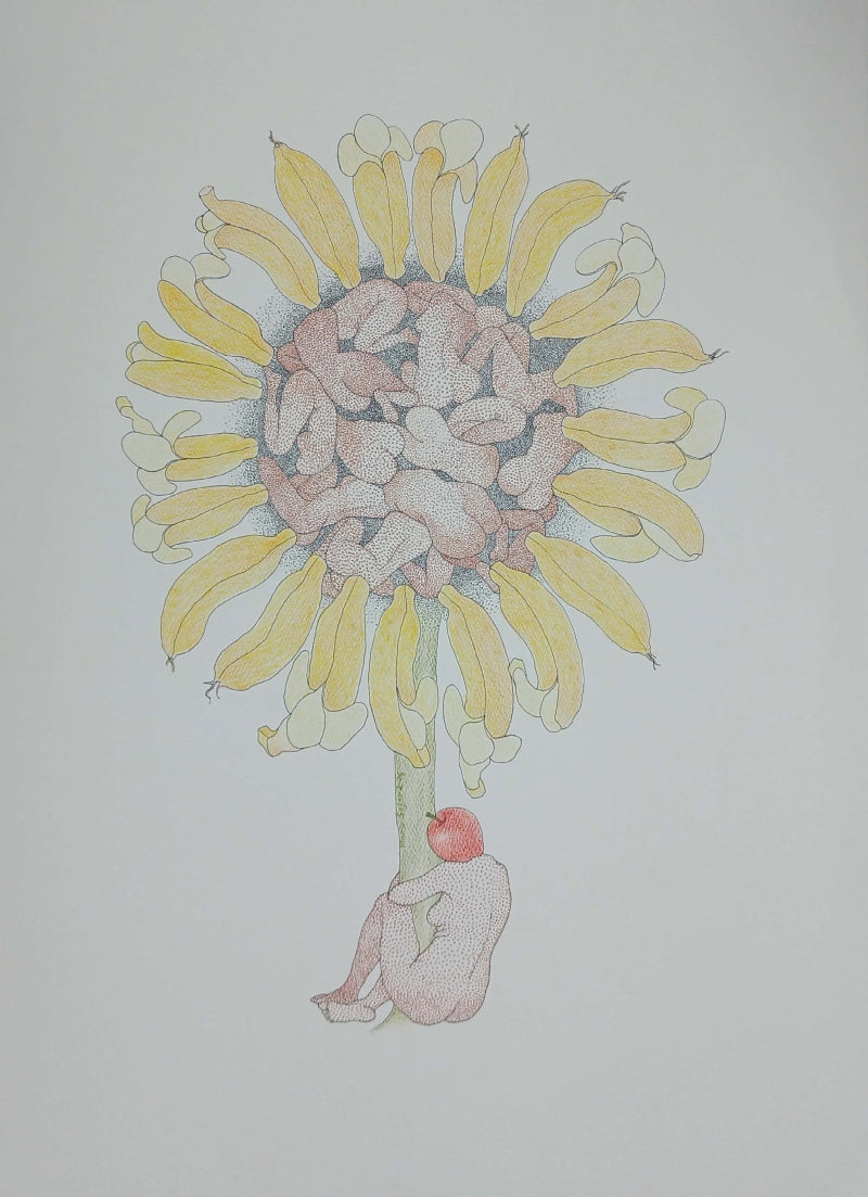 Erotic mixed-media drawing titled 'Untitled 3', 26x22 inch, by artist Mansi Sagar on Paper