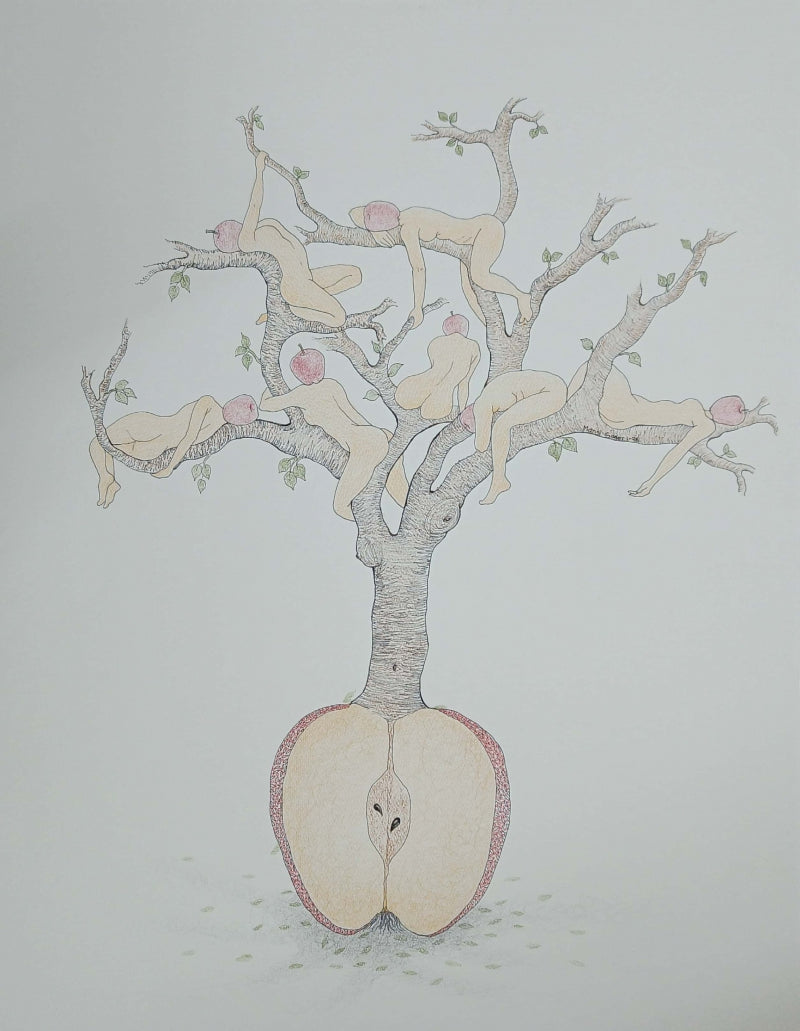 Erotic mixed-media drawing titled 'Untitled 3', 26x22 inch, by artist Mansi Sagar on Fabriano Paper
