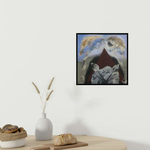 In-situ view of Pradip Kumar Sau's 'Untitled 3 (Ascending Souls)' painting in a room